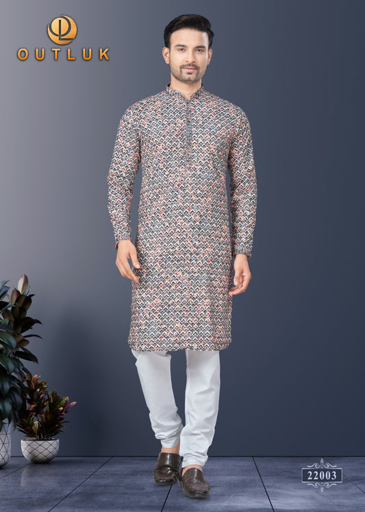 22003 Wedding Collection Vol 22 Outluk Printed Mens Kurta Pyjama