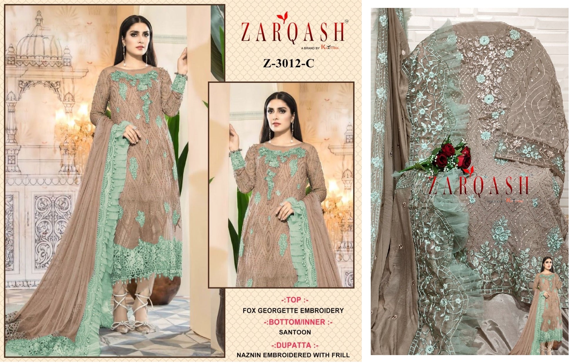 Z-3012C Zarqash Pakistani Salwar Suits