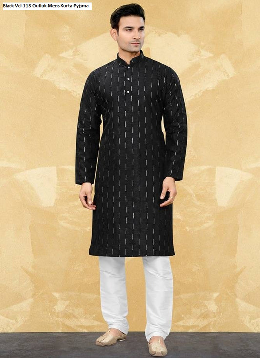 Black Vol 113 Outluk Mens Kurta Pyjama