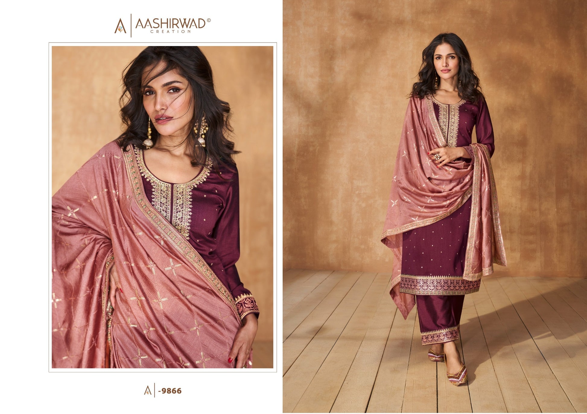 9866 Ameena Aashirwad Creation Readymade Suits