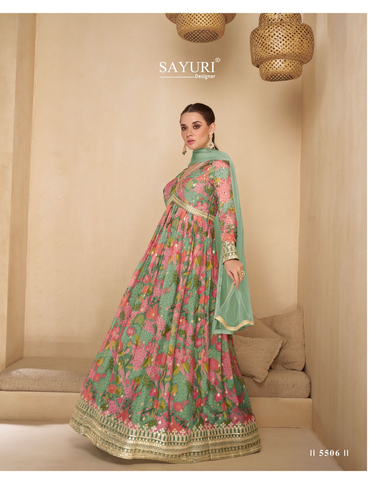 5506 Noori Sayuri Gown Dupatta Set