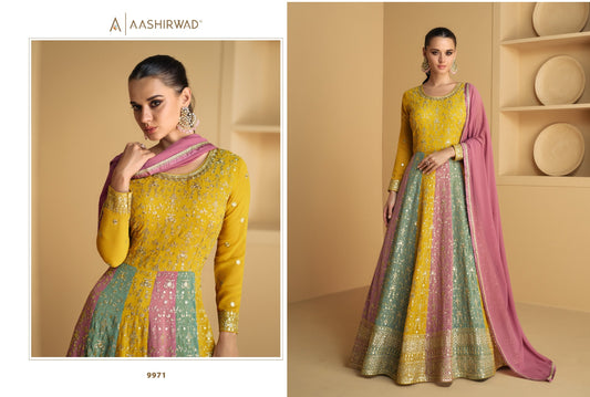 9971 Tareef Aashirwad Creation Gown Dupatta Set