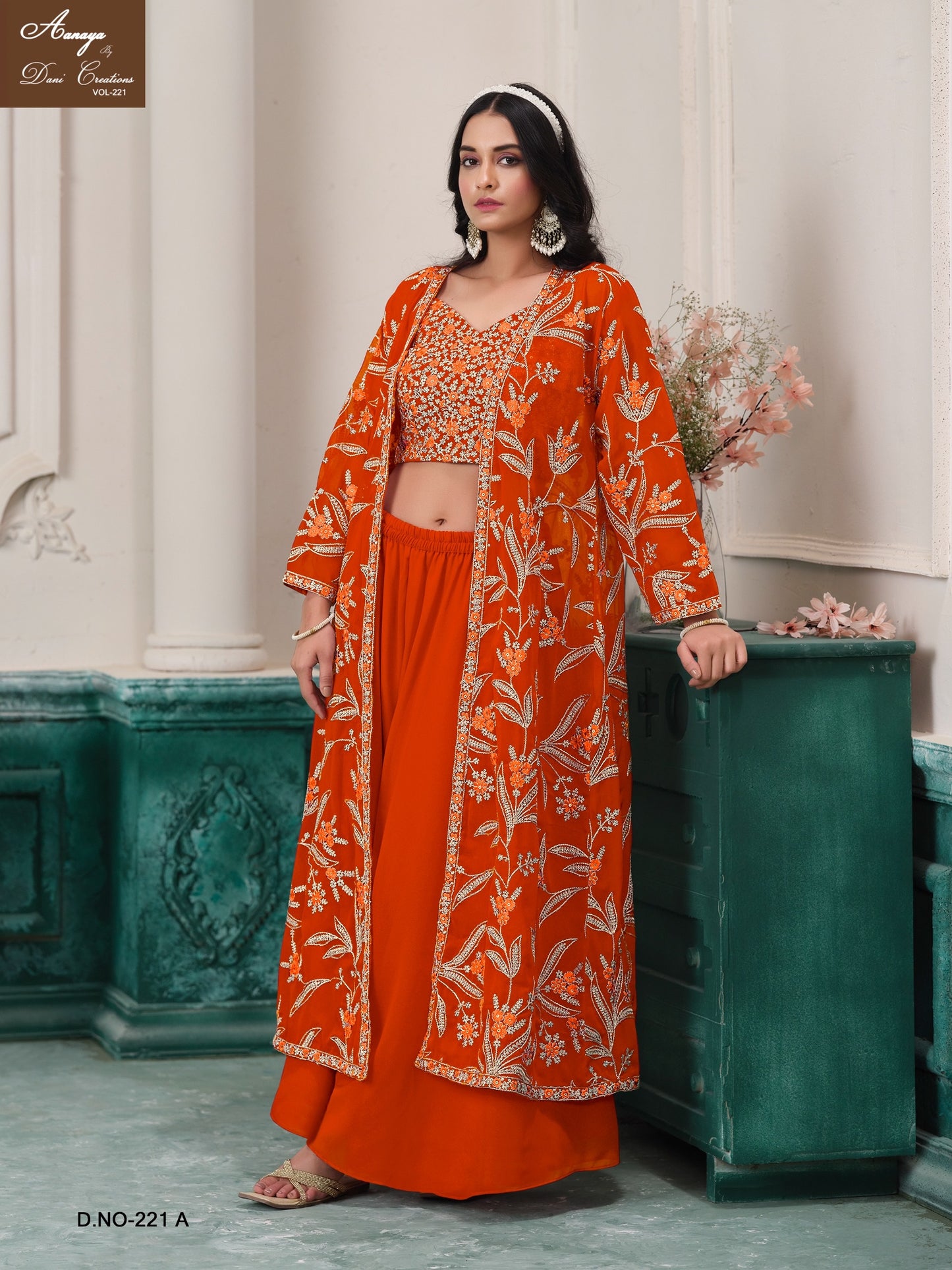 221A Aanaya Vol 221 Dani Creation Shrug Crop Top Plazzo Set