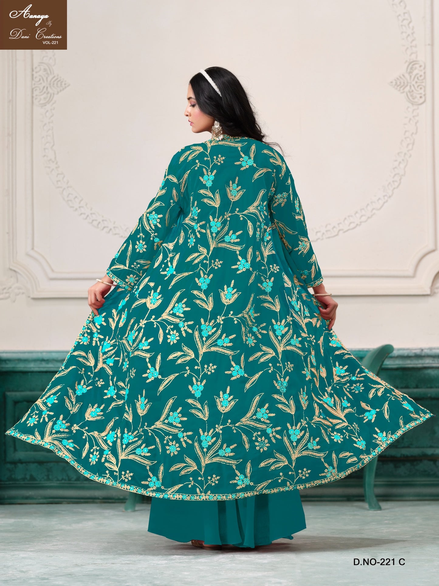 221C Aanaya Vol 221 Dani Creation Shrug Crop Top Plazzo Set