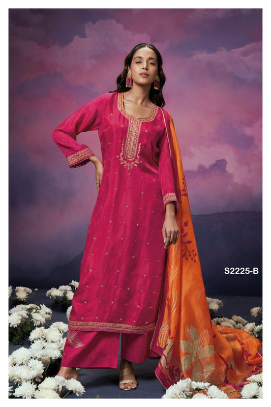 2225-Josephibe Ganga Handwork Unstitched Suits