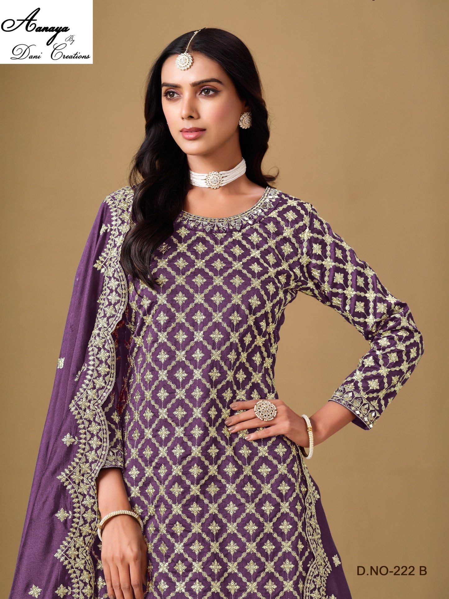 222 B Aanaya Dani Creation Art Silk Readymade Suits