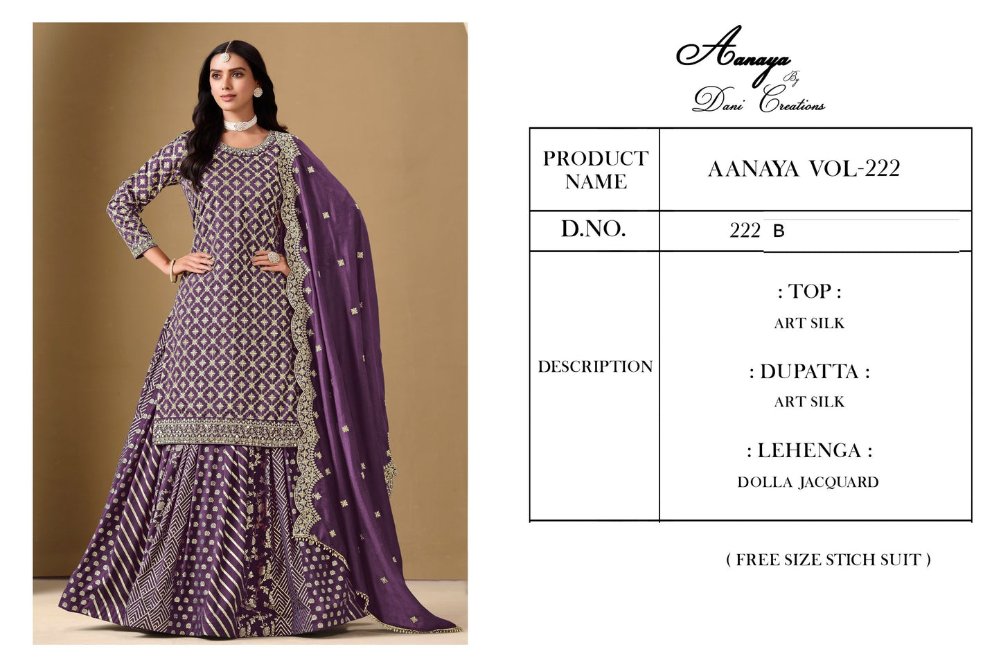 222 B Aanaya Dani Creation Art Silk Readymade Suits