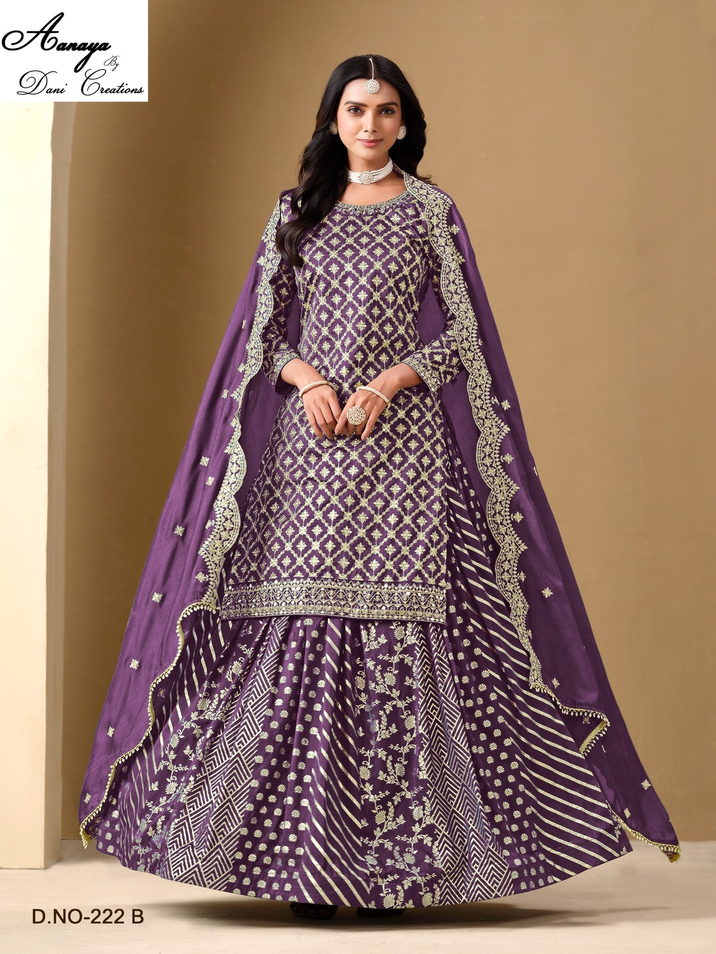 222 B Aanaya Dani Creation Art Silk Readymade Suits