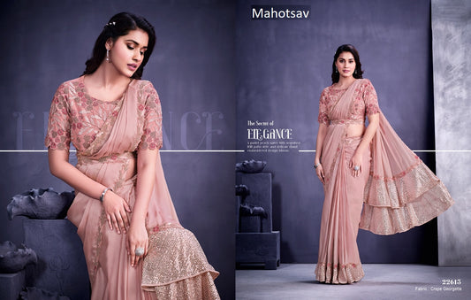 22613 Mohmanthan Mahotsav Crepe Ready To Wear Saree
