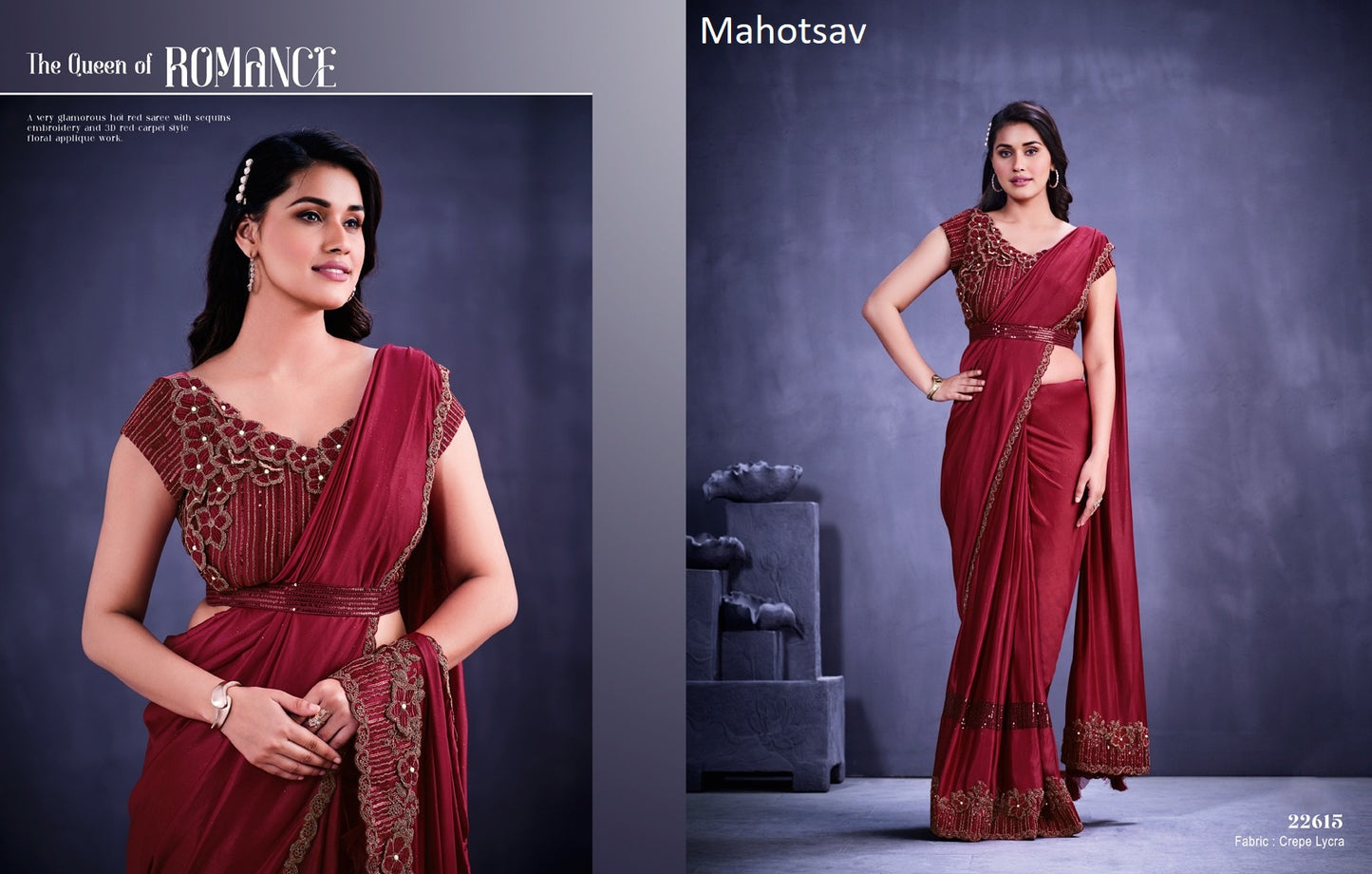 22615 Mohmanthan Mahotsav Crepe Ready To Wear Saree