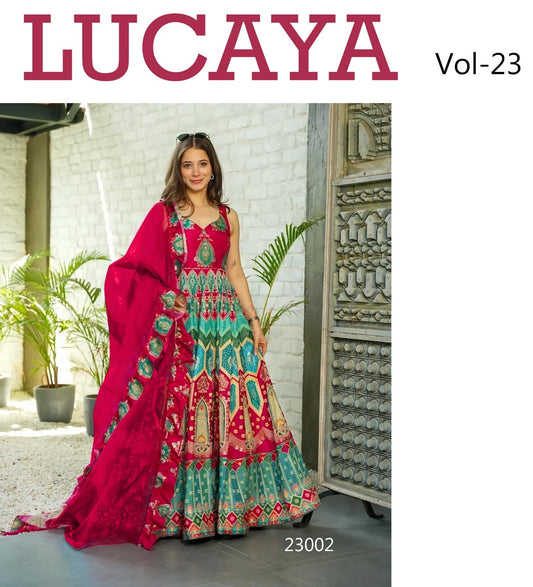 23002 Vol 23 Lucaya Silk Gown Dupatta Set
