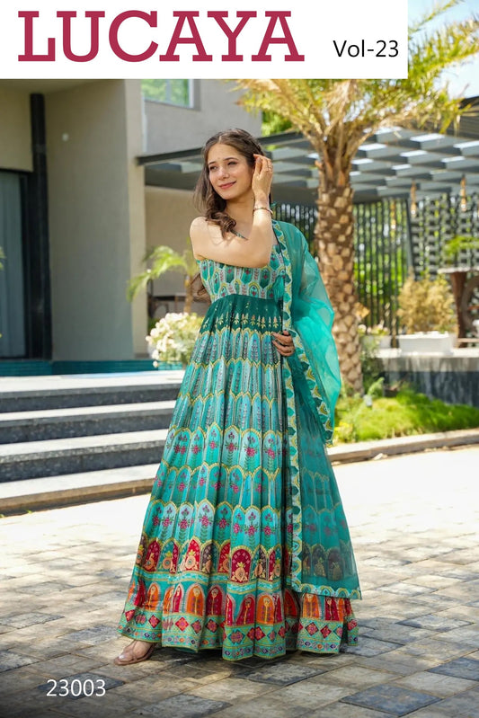 23004 Vol 23 Lucaya Silk Gown Dupatta Set