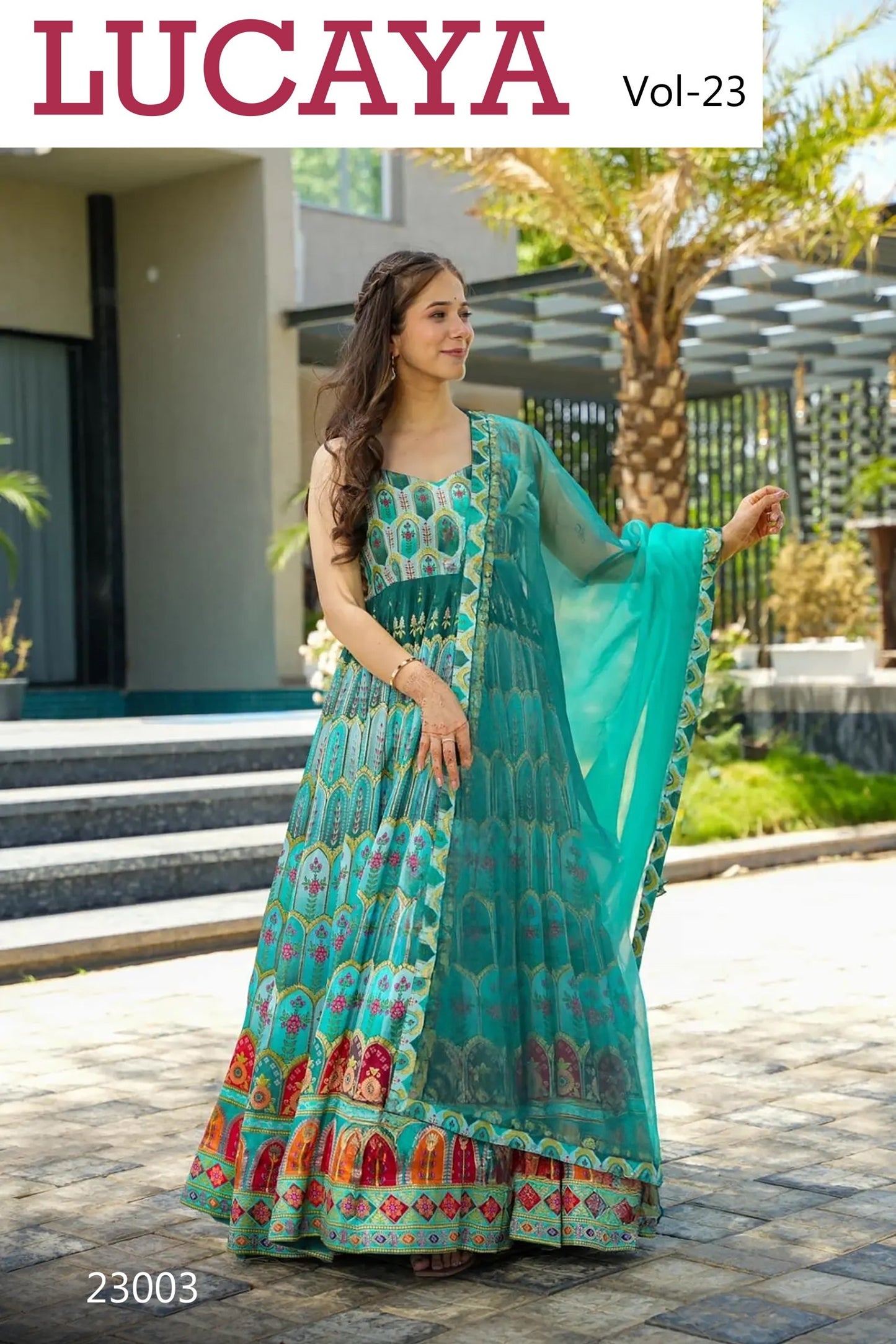 23003 Vol 23 Lucaya Silk Gown Dupatta Set