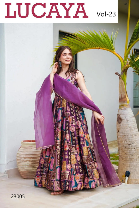 23005 Vol 23 Lucaya Silk Gown Dupatta Set