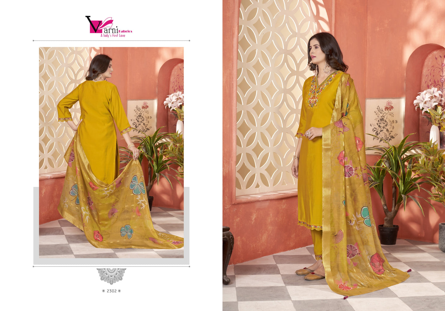 2302 Zeeya Rohini Varni Fabrics Roman Silk Readymade Suits