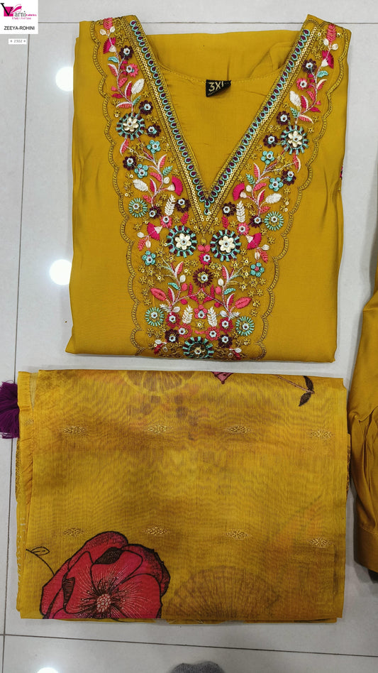 2302 Zeeya Rohini Varni Fabrics Roman Silk Readymade Suits
