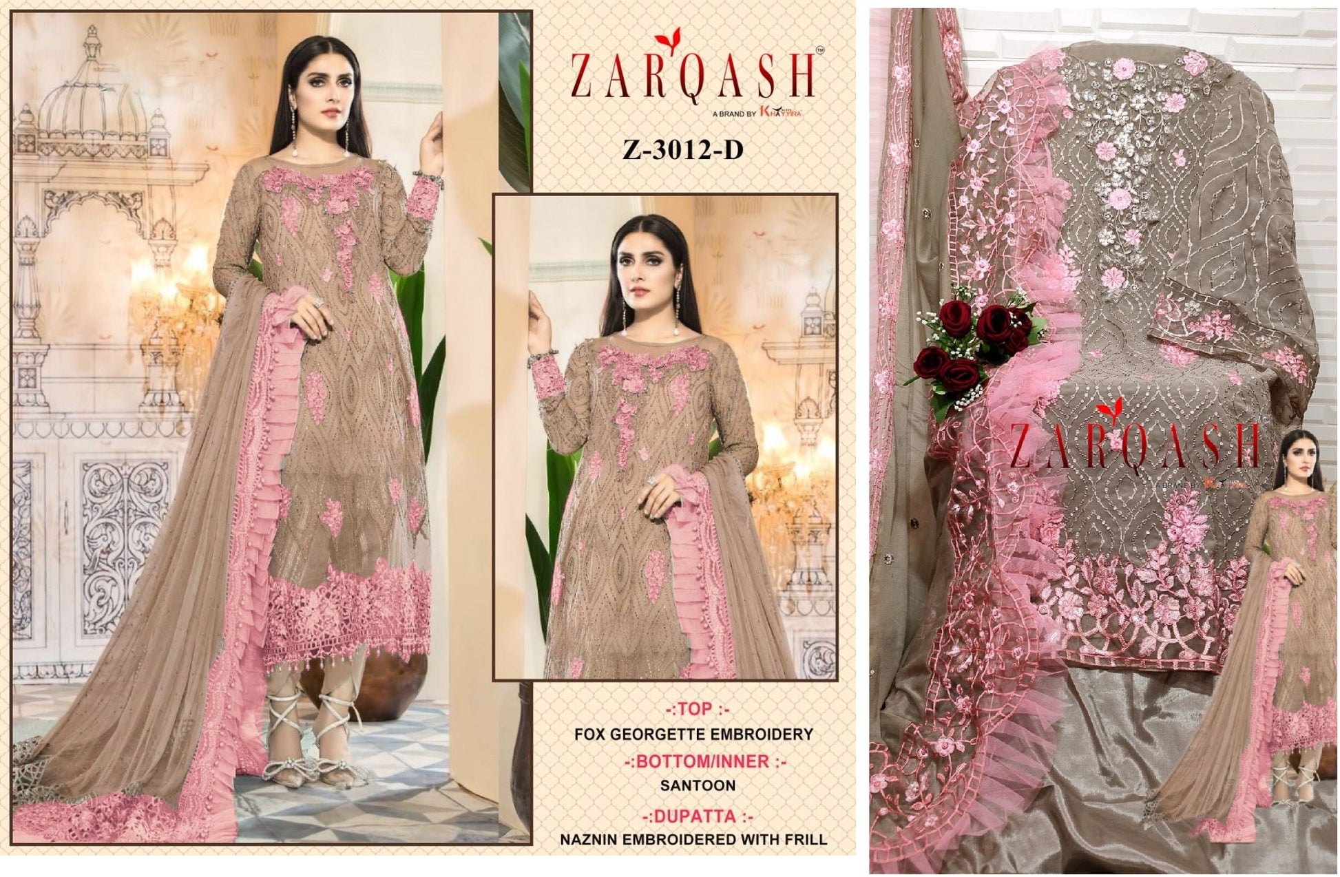 Z-3012D Zarqash Pakistani Salwar Suits