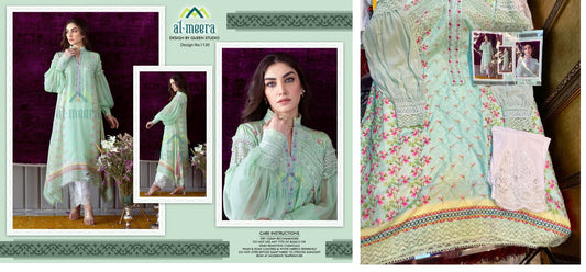 1130Mint Green Al Meera Top Bottom Set