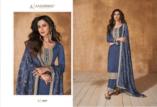 9867 Ameena Aashirwad Creation Readymade Suits