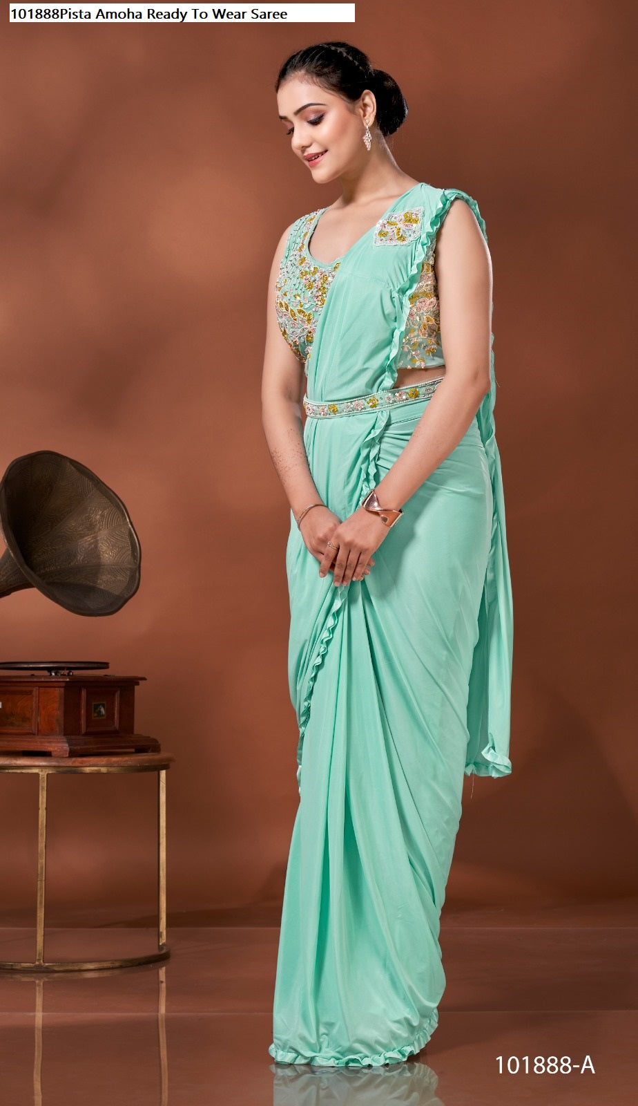 101888Pista Amoha Ready To Wear Saree