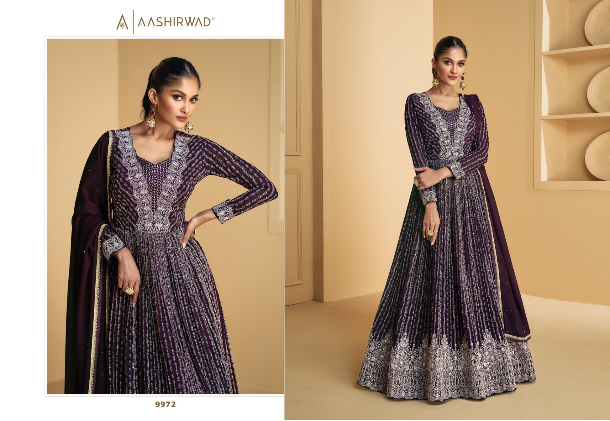 9972 Tareef Aashirwad Creation Gown Dupatta Set