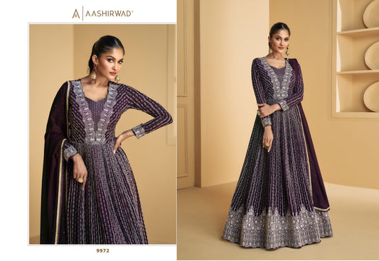 9972 Tareef Aashirwad Creation Gown Dupatta Set