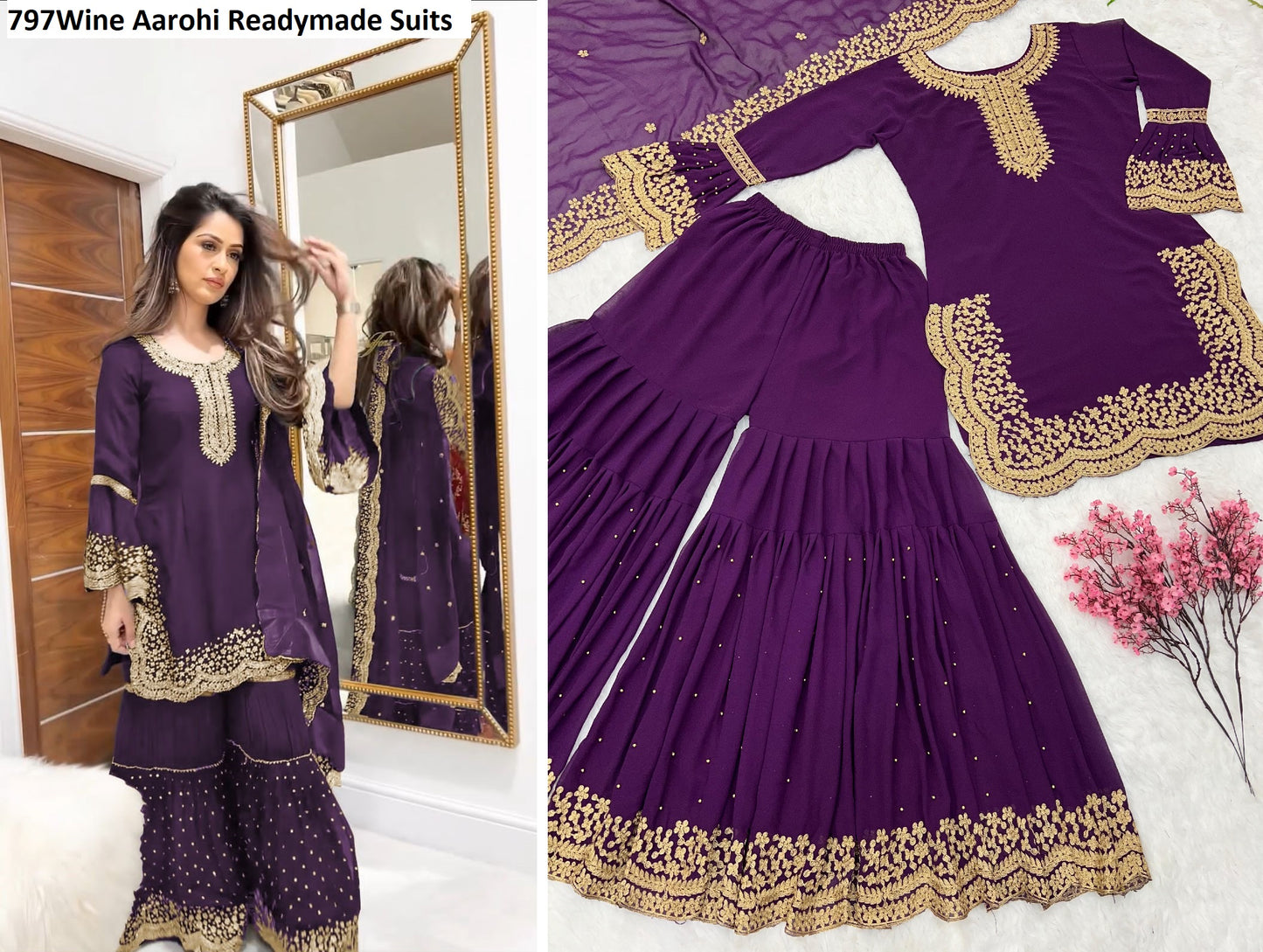 797Wine Aarohi Readymade Suits