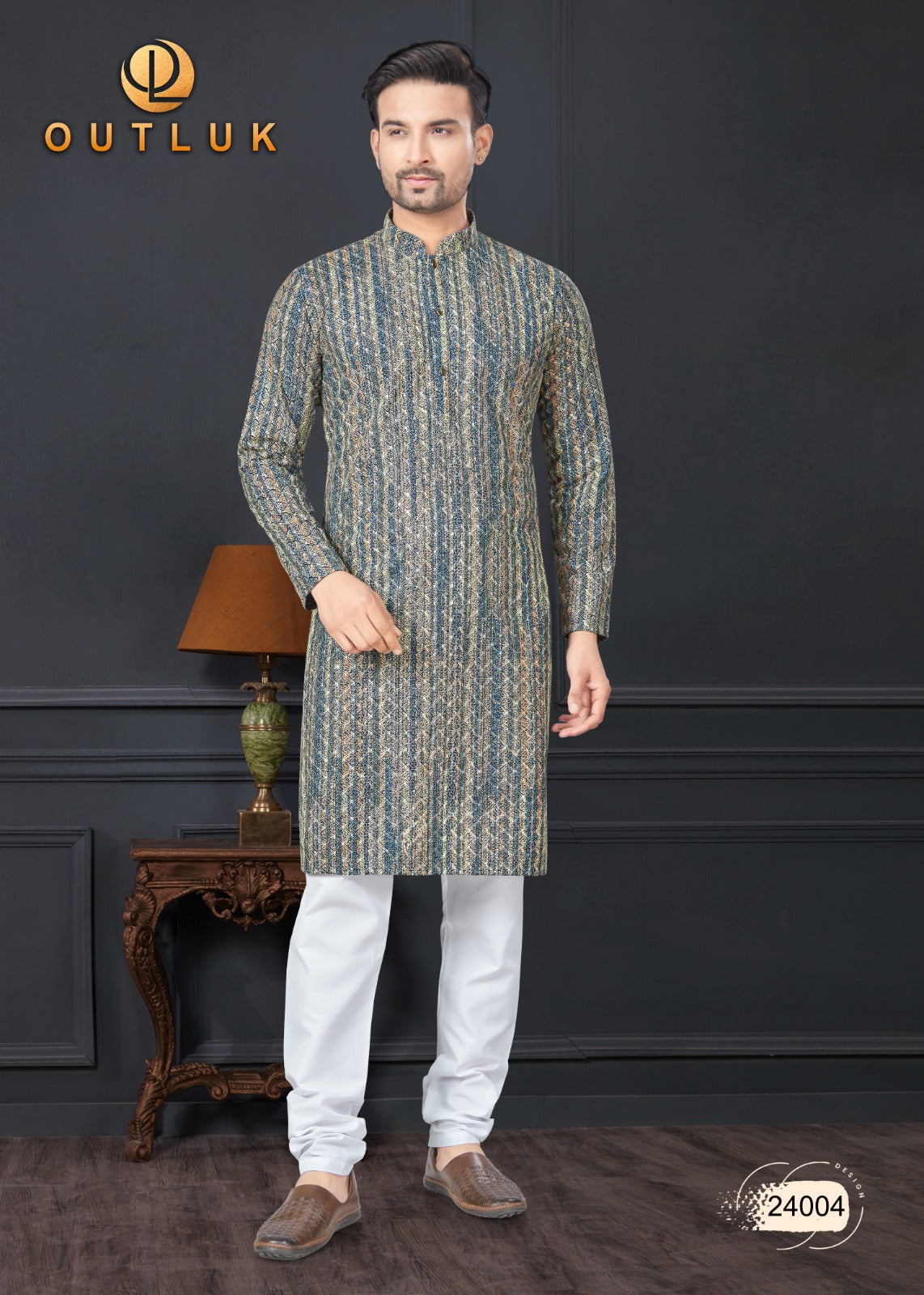 24004 Wedding Collection Vol 24 Outluk Lucknowi Mens Kurta Pyjama