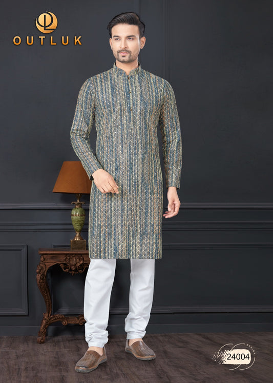 24004 Wedding Collection Vol 24 Outluk Lucknowi Mens Kurta Pyjama