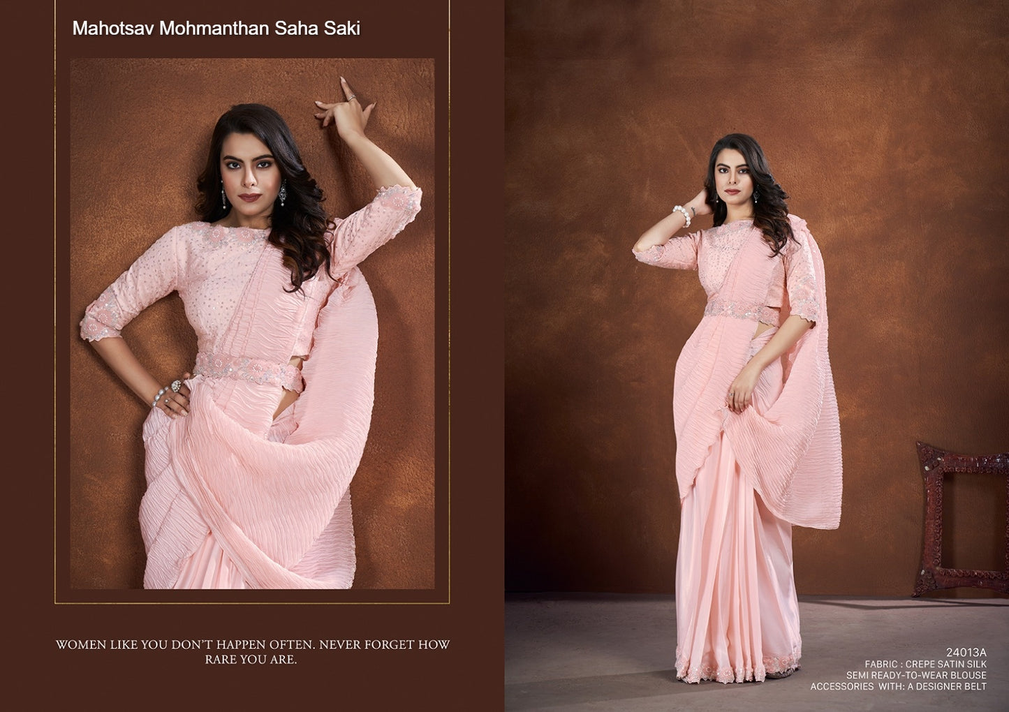 24013A Mohmanthan Saha Saki Mahotsav Crepe Satin Silk Sarees
