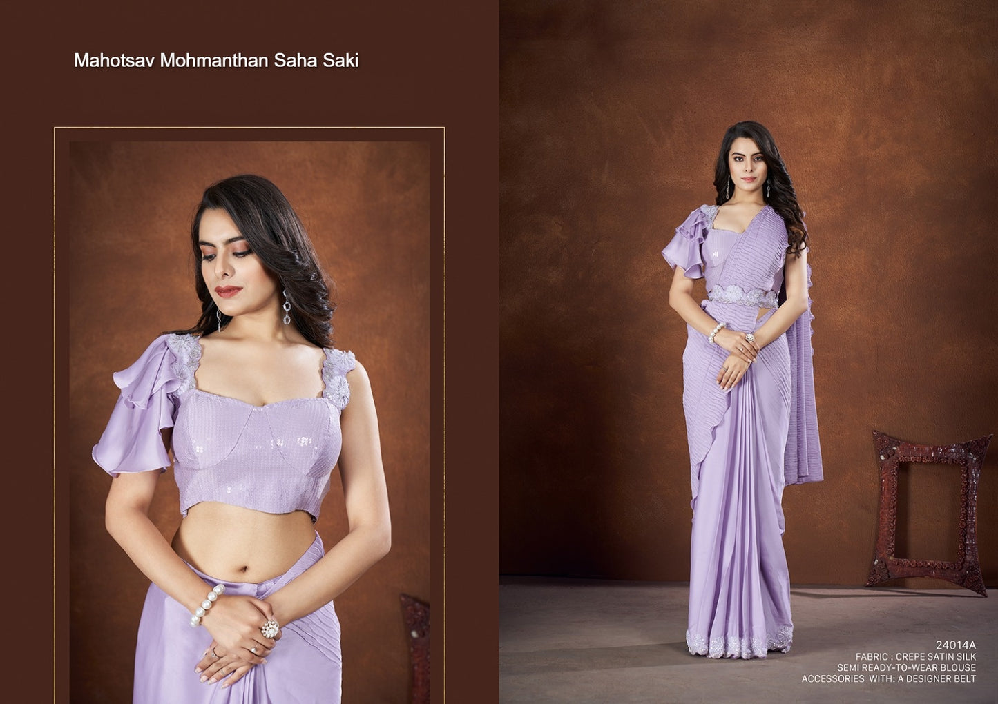 24014A Mohmanthan Saha Saki Mahotsav Crepe Satin Silk Sarees