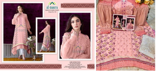 1130Peach Al Meera Top Bottom Set