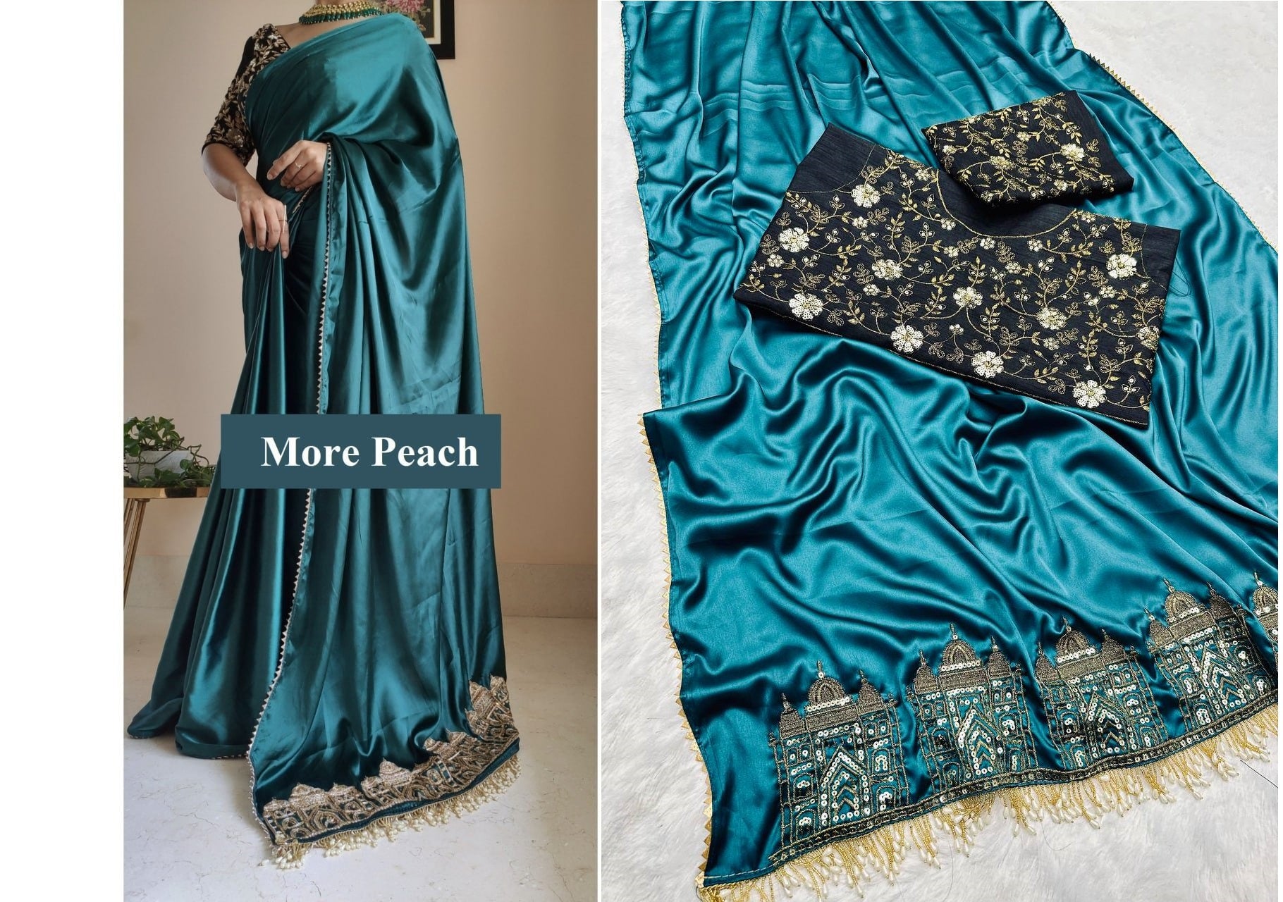 3099 More Peach Bt Sarees