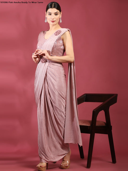 101006Pink Amoha Ready To Wear Saree