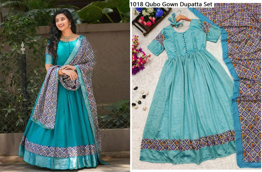 1018 Qubo Gown Dupatta Set