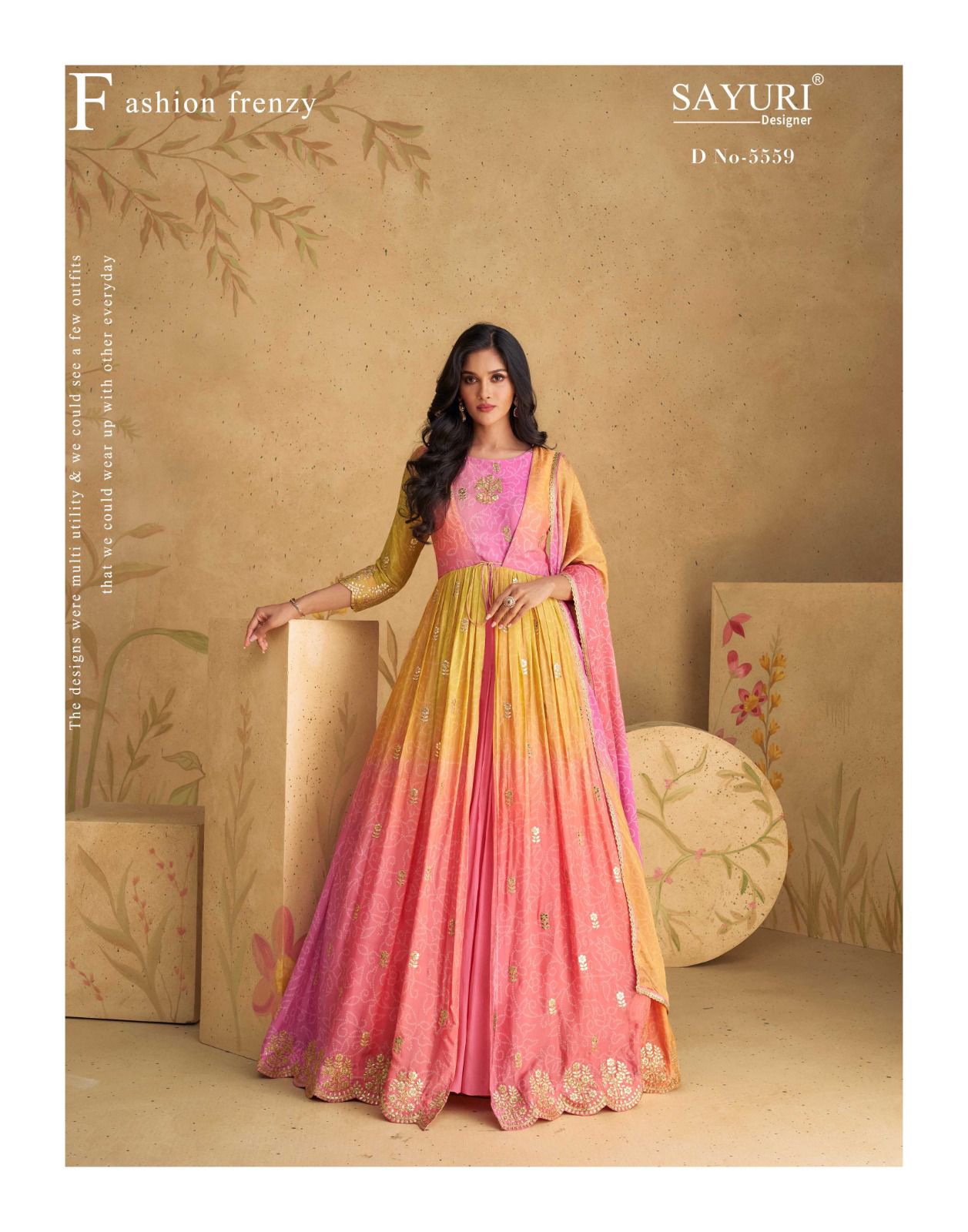5559 Sajni Sayuri Gown Dupatta Set