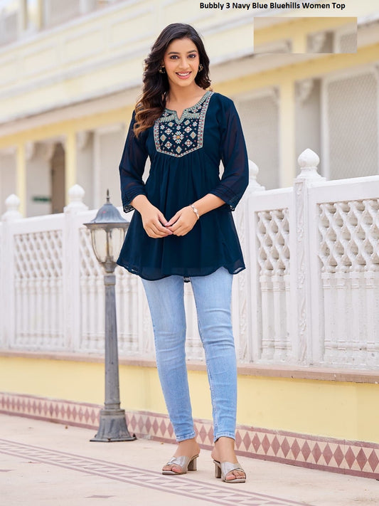 Bubbly 3 Navy Blue Bluehills Women Top