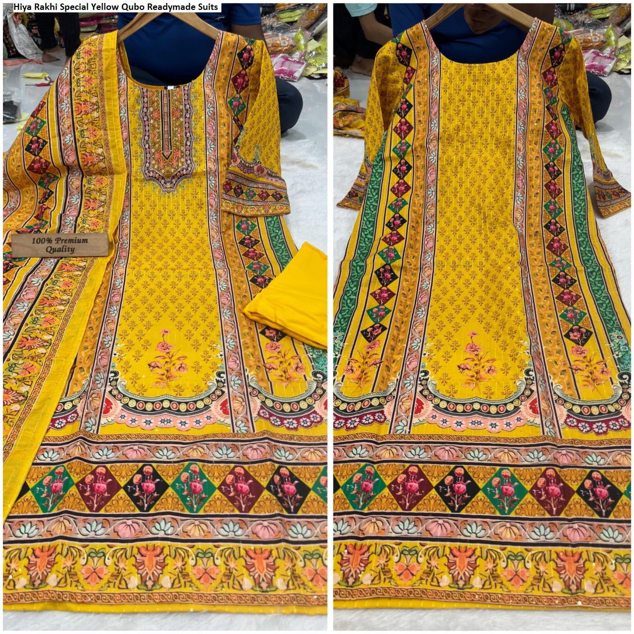 Hiya Rakhi Special Yellow Qubo Readymade Suits