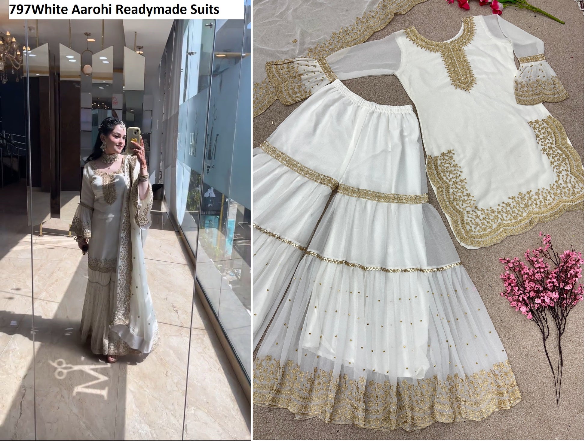 797White Aarohi Readymade Suits