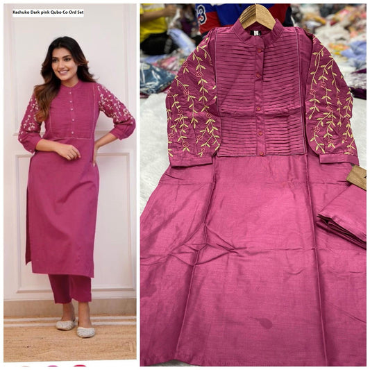 Kachuko Dark Pink Qubo Co Ord Set