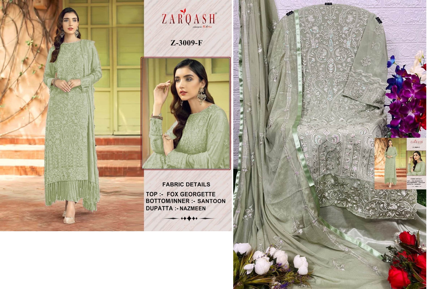 Z-3009-F Zarqash Pakistani Salwar Suits