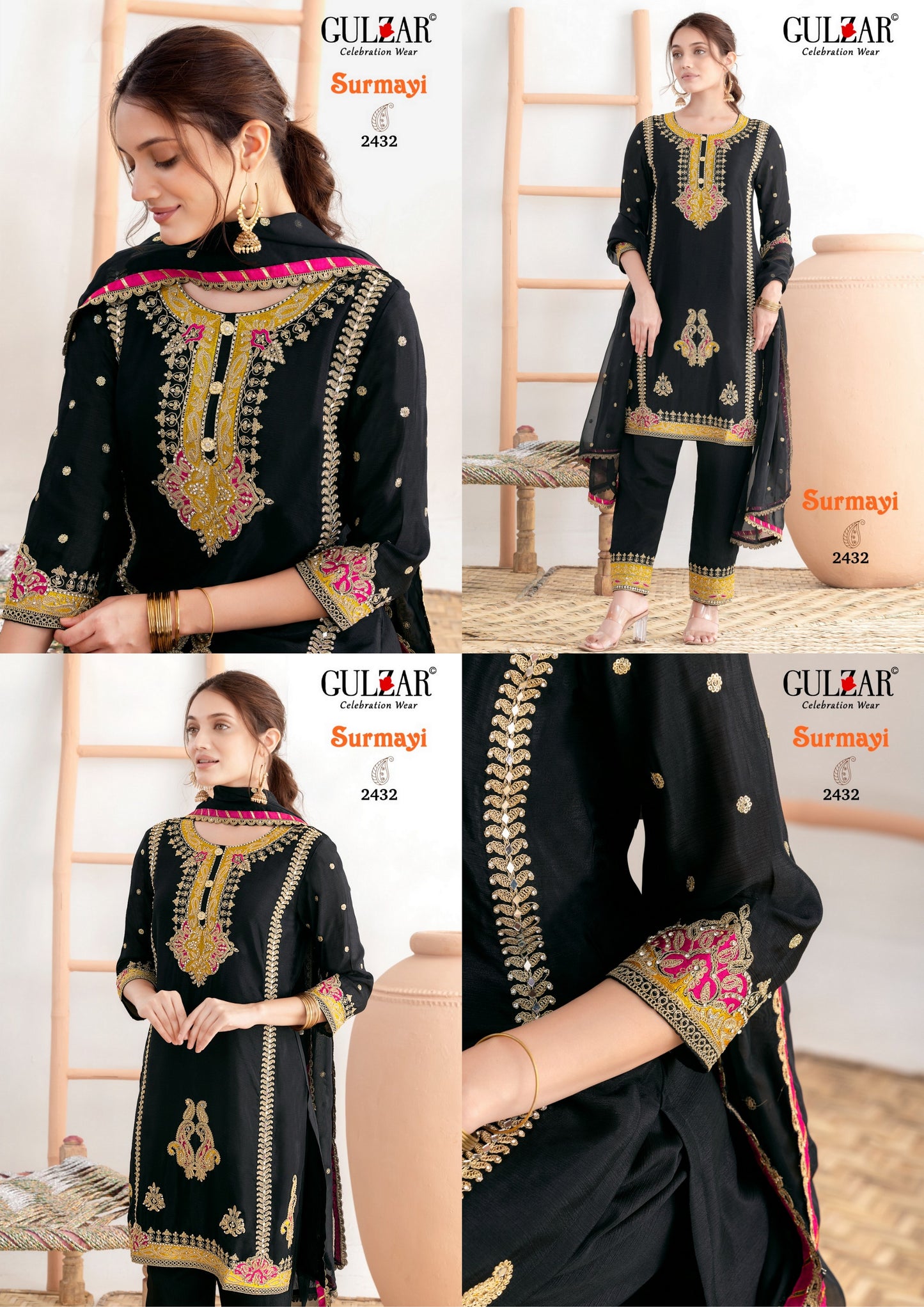 2432 Surmayi Gulzar Premium Chinon Pakistani Readymade Suits