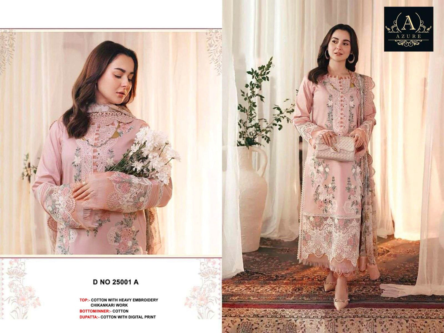 25001-A Azure Cotton Pakistani Salwar Suits