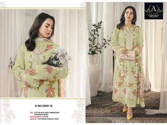 25001-B Azure Cotton Pakistani Salwar Suits