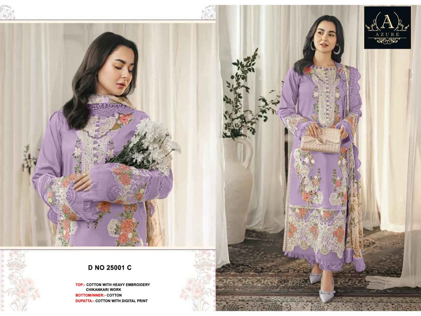 25001-C Azure Cotton Pakistani Salwar Suits