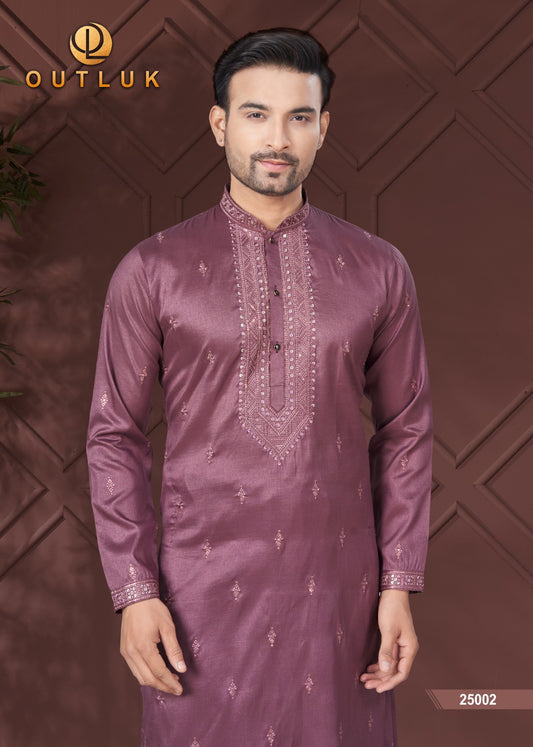 25002 Wedding Collection Vol 25 Outluk Work Mens Kurta Pyjama
