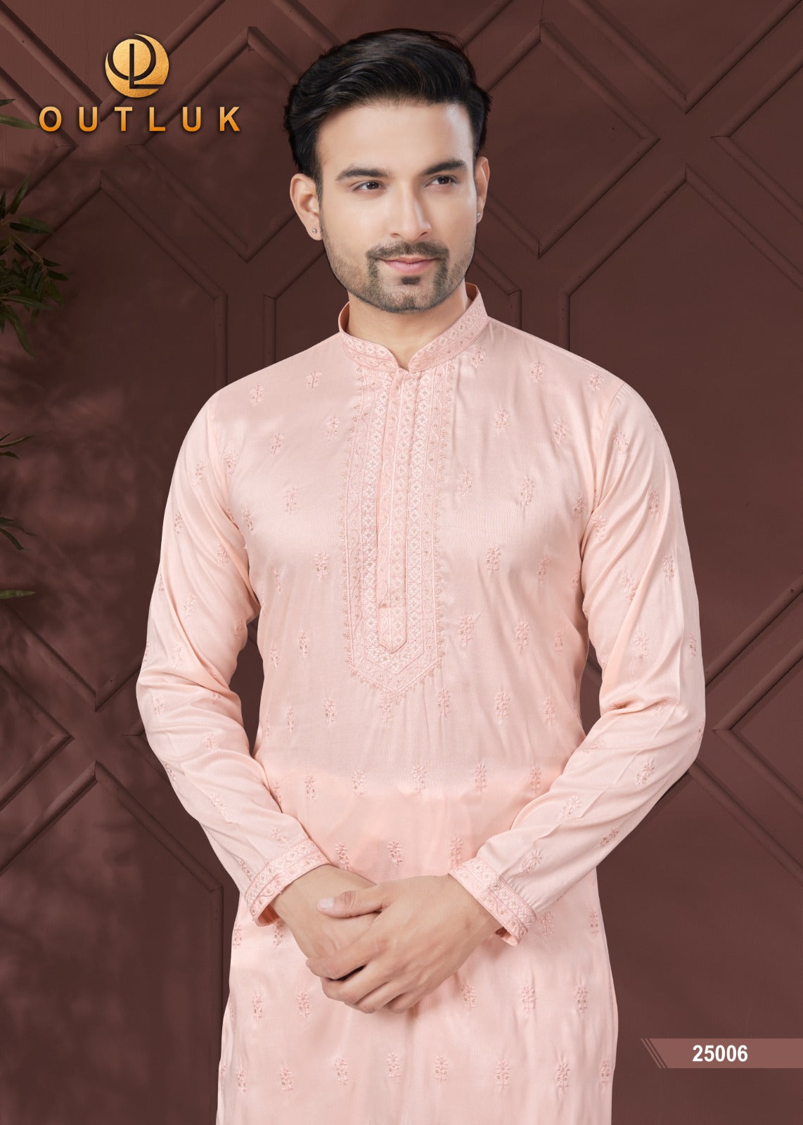 25006 Wedding Collection Vol 25 Outluk Work Mens Kurta Pyjama