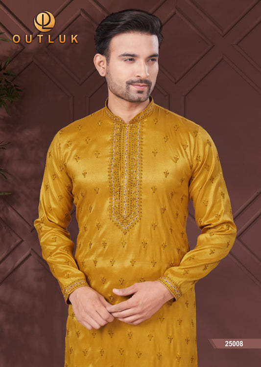 25008 Wedding Collection Vol 25 Outluk Work Mens Kurta Pyjama