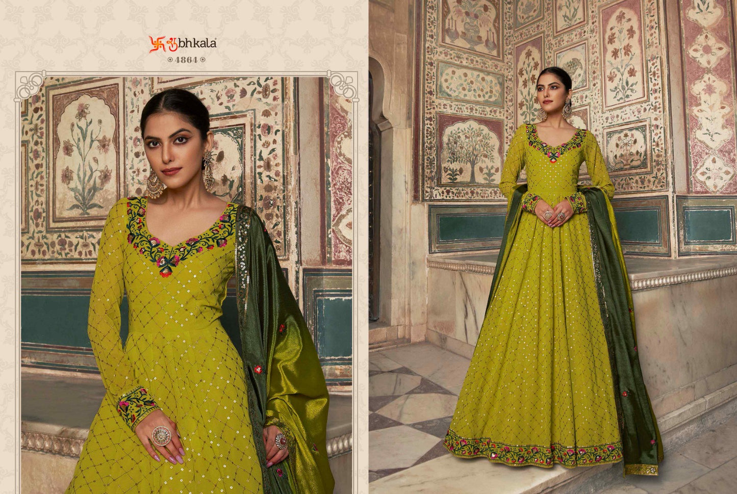 4864 Flory Vol 30 Shubhkala Gown Dupatta Set