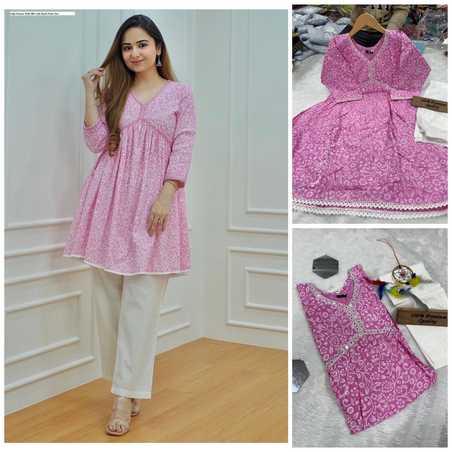 Club House Pink We Fab Kurti Pant Set